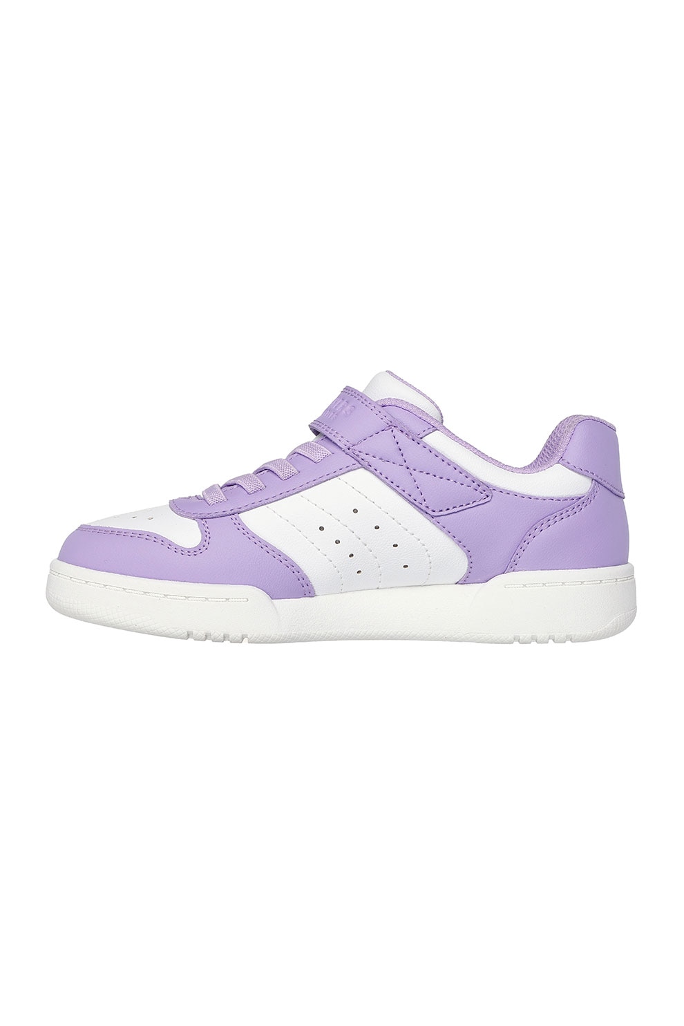 Skechers, Pantofi sport Quick Street de piele ecologica cu velcro, Alb, Violet, 29 EU