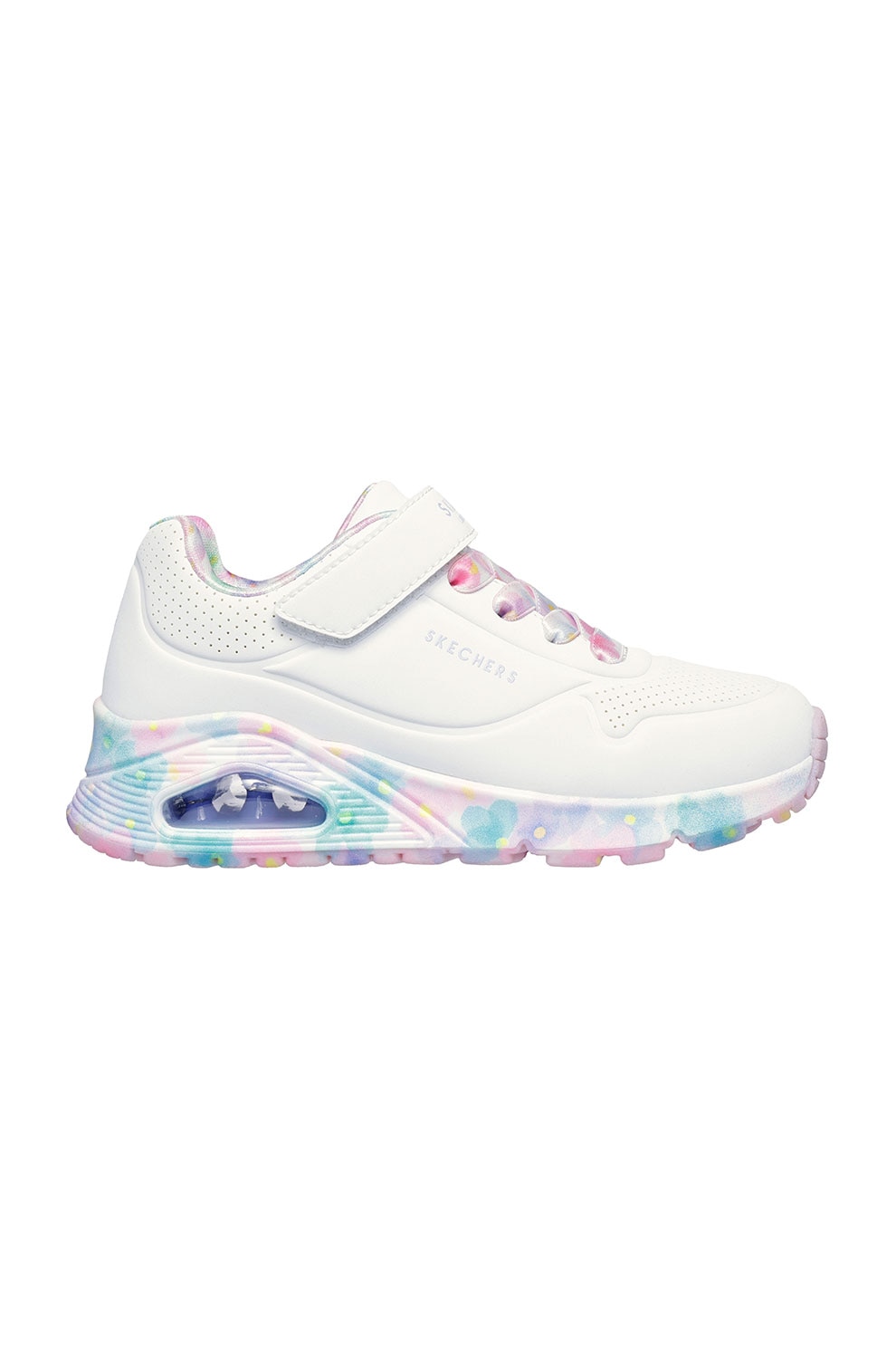 Skechers, Pantofi sport de piele ecologica cu talpa cu model Uno Gen1, Alb, 28.5 EU