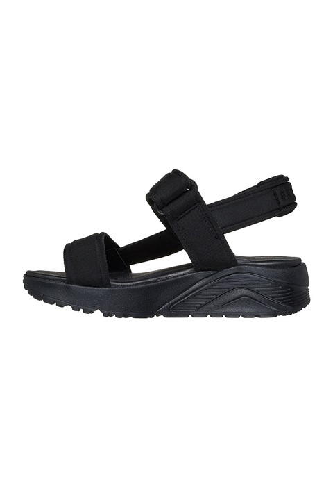 Skechers, Uno Lite tépőzáras textil szandál, Fekete