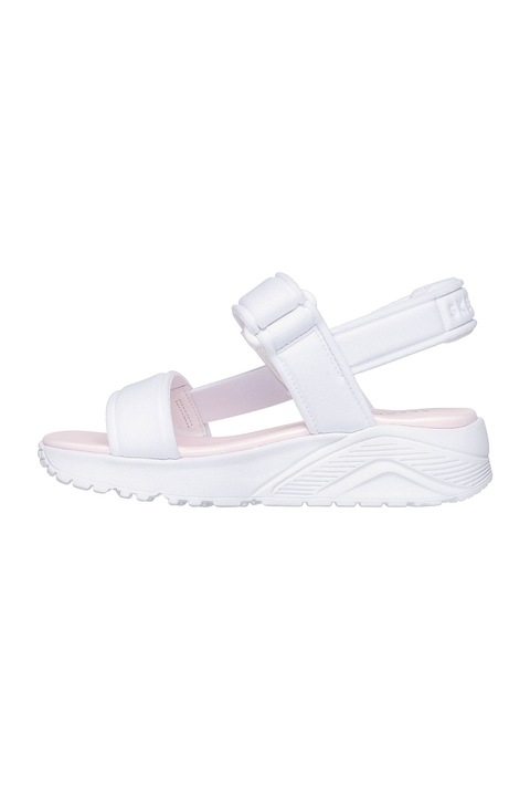 Skechers, Uno Lite tépőzáras textil szandál, Fehér