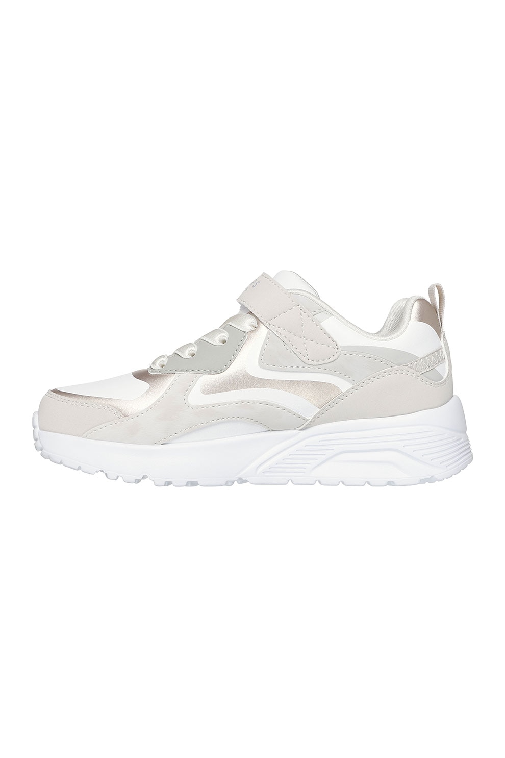 Skechers, Pantofi sport Uno Lite de piele ecologica cu velcro, Bej deschis, 29 EU