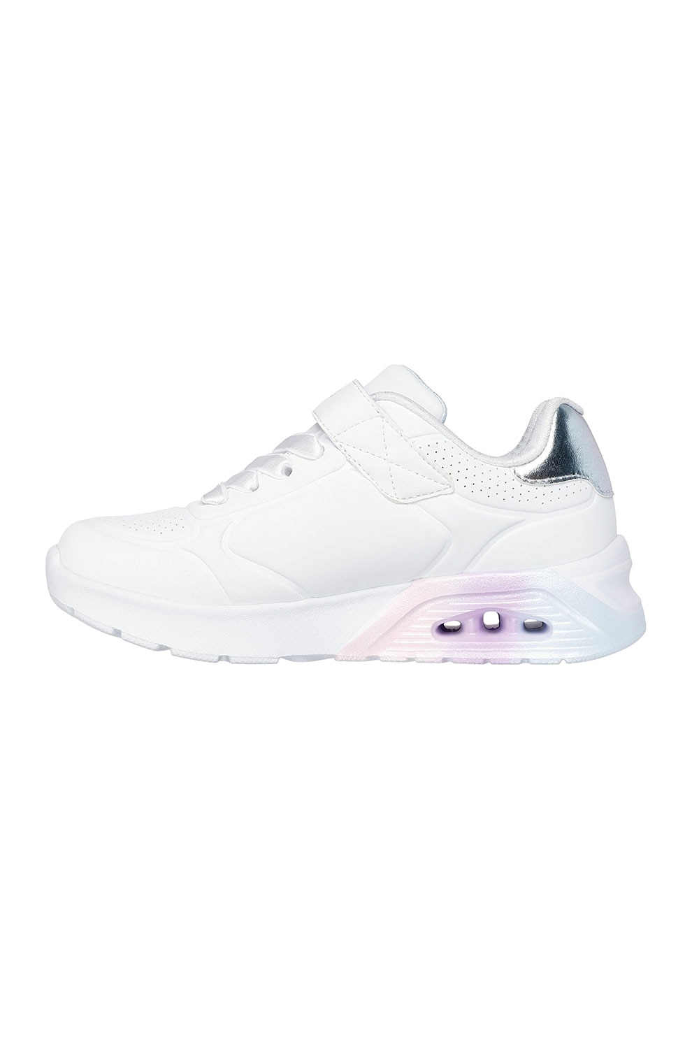 Skechers, Pantofi sport de piele ecologica cu velcro Uno Lite 2.0 Vivid, Alb, 27 EU
