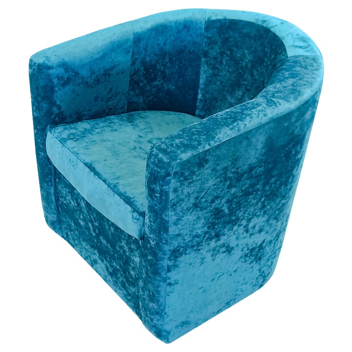 Fotoliu DENVER Latte, stofa turcoaz antichizat, tip cocktail, 68x68x68 cm