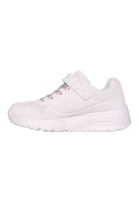 Skechers, Pantofi sport Uno Lite din piele ecologica cu velcro, Roz deschis