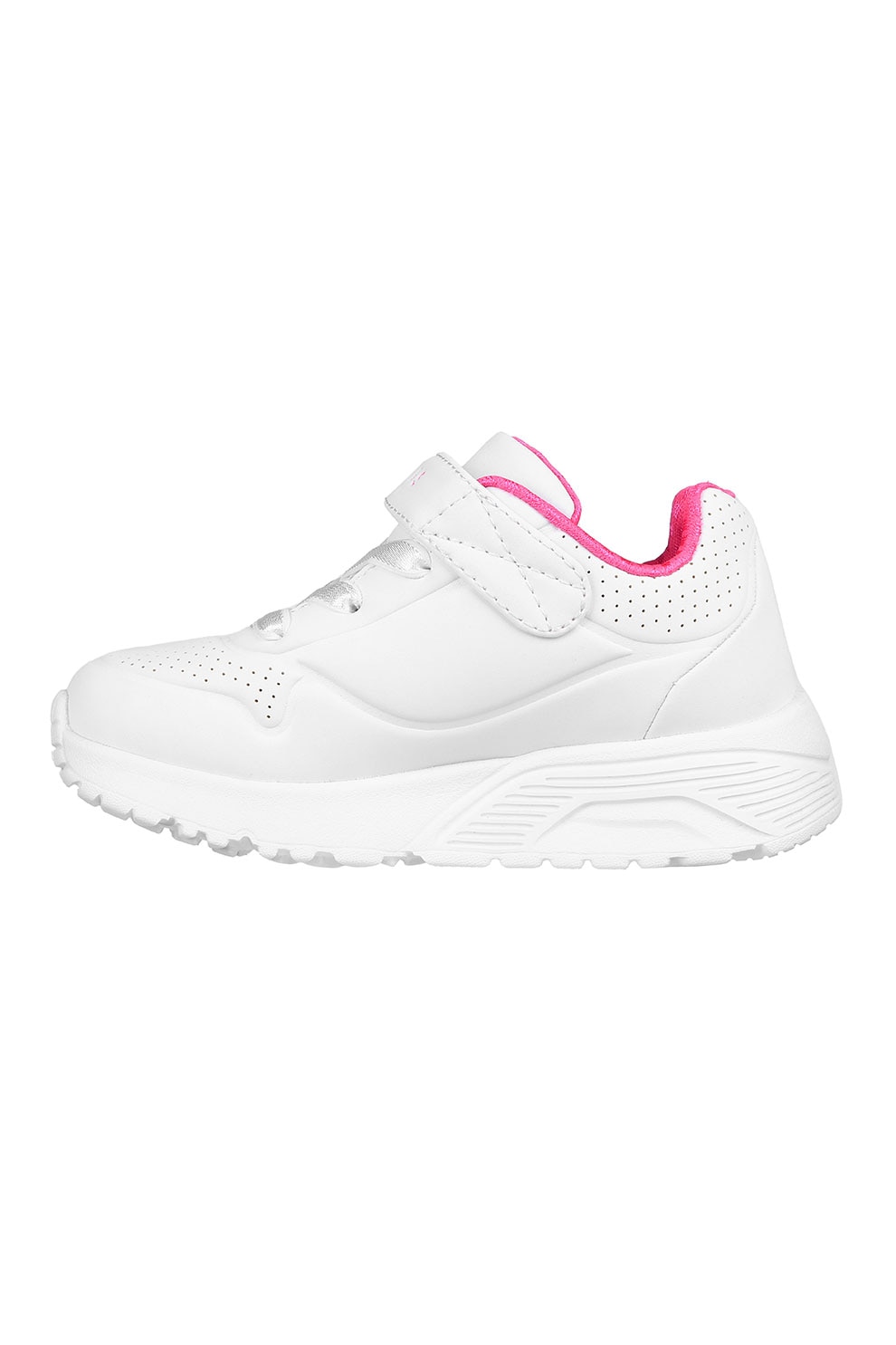 Skechers, Pantofi sport Uno Lite de piele ecologica cu velcro, Alb, 23 EU