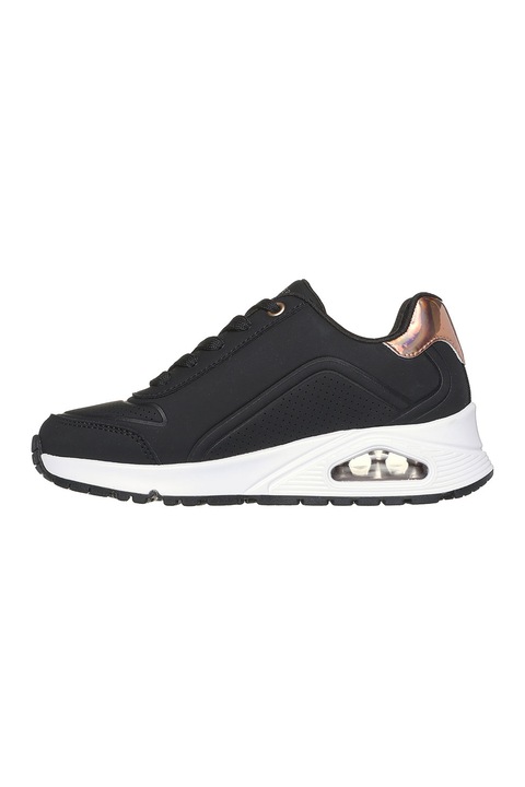 Skechers, Uno Gen1 cipzáros műbőr sneaker, Fekete