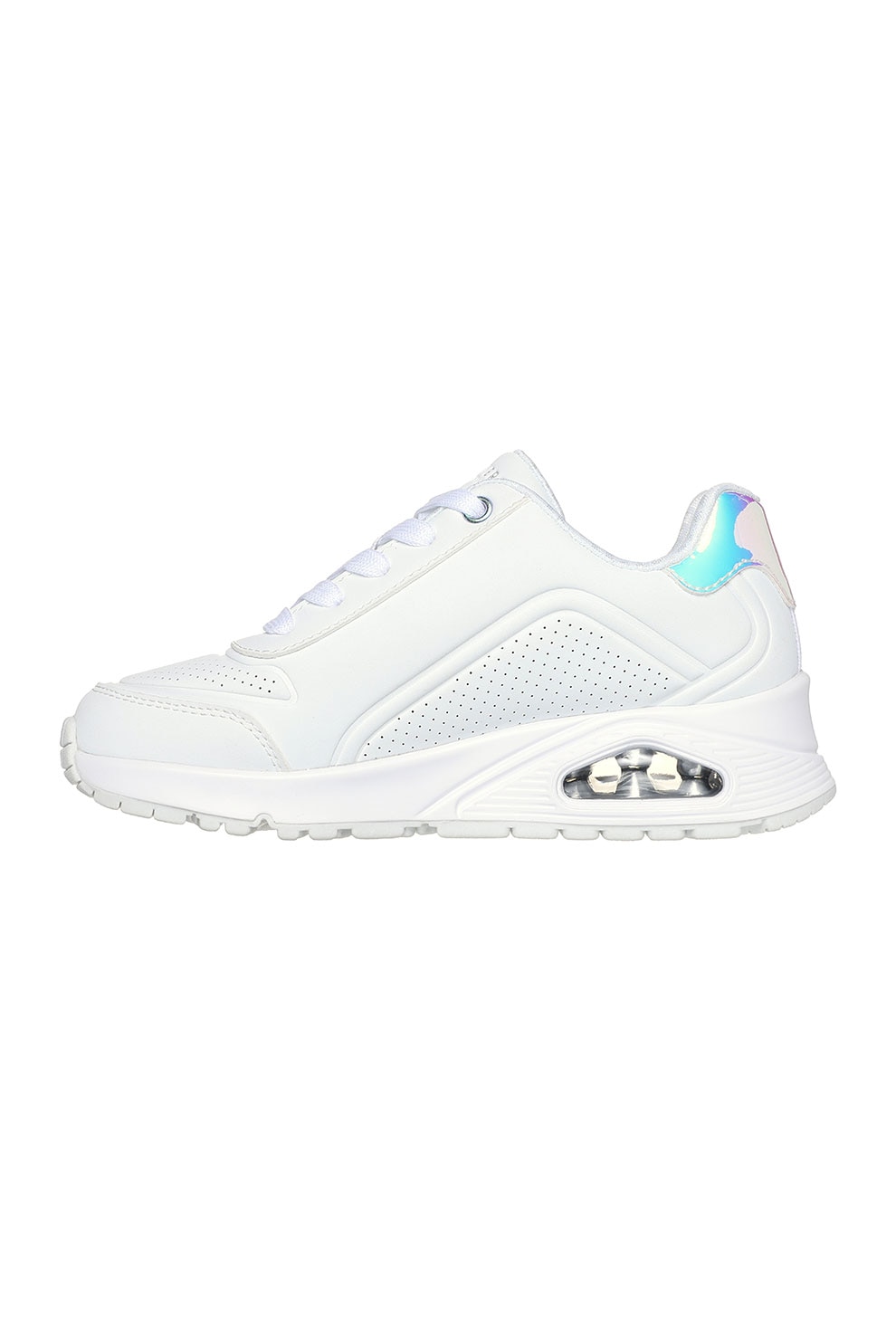 Skechers, Pantofi sport Uno Retro Groove, Alb, Negru, Gri inchis