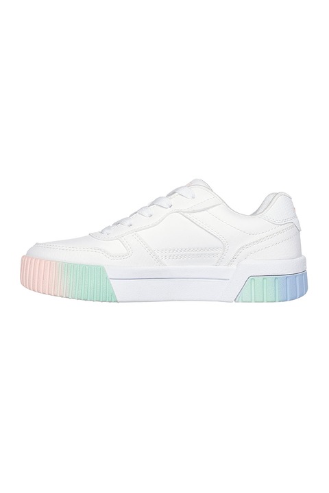Skechers, Jade műbőr sneaker, Fehér/Sárga/Halványzöld