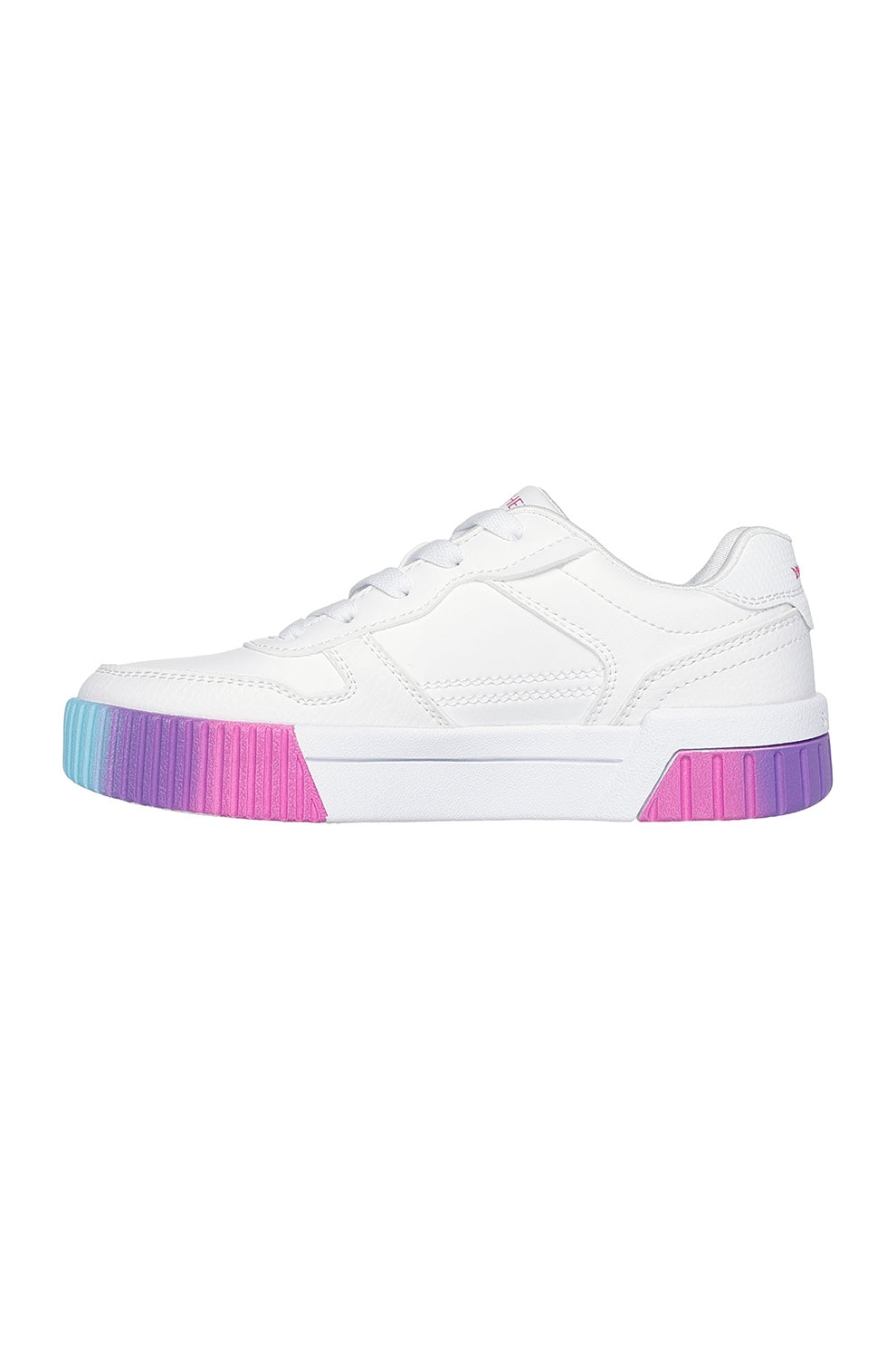 Skechers, Pantofi sport Jade de piele ecologica cu platforma, Alb, Roz, Albastru, 30 EU