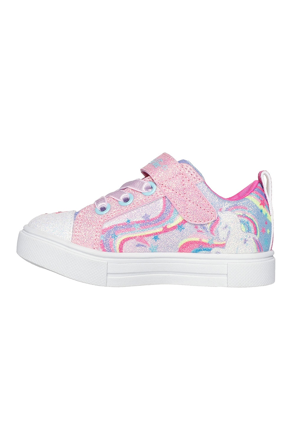 Skechers, Pantofi stralucitori cu velcro si lumini Twinkle Sparks, Roz, 24 EU