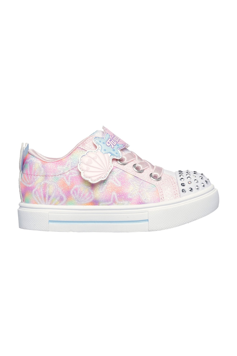 Skechers, Pantofi sport de piele ecologica cu model grafic, Roz