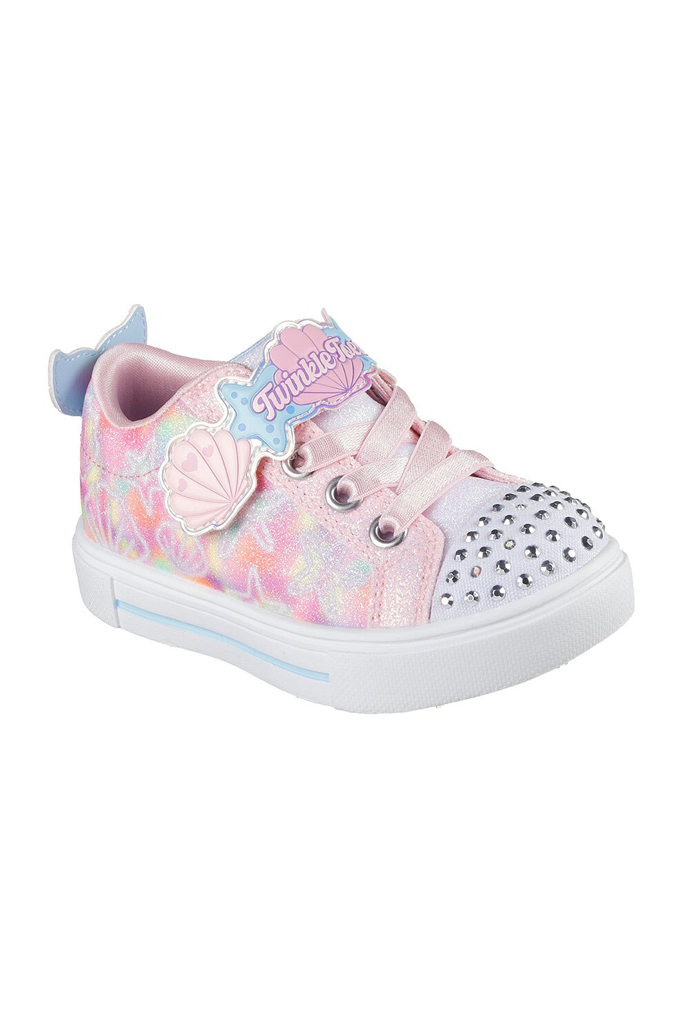 Skechers, Pantofi sport de piele ecologica cu model grafic, Roz