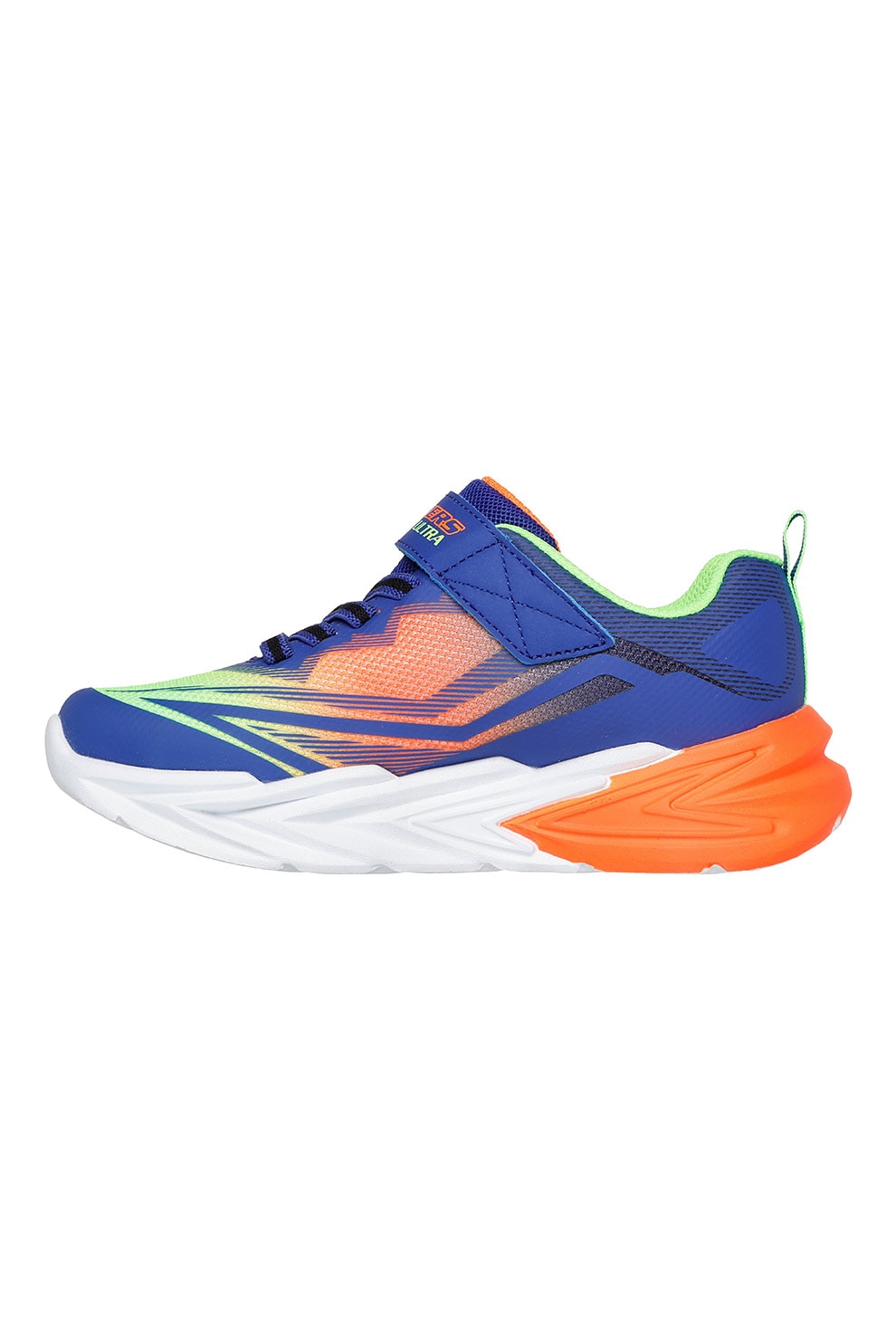 Skechers, Pantofi sport de piele ecologica cu model grafic, Portocaliu, Albastru, 31 EU