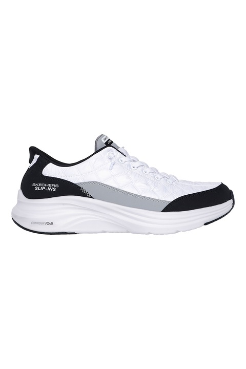 Skechers, Pantofi sport slip-ins Contour Foam Cozy, Alb/Negru