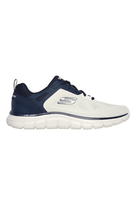 Skechers, Pantofi sport cu sireturi Track Broader, Albastru inchis/Alb optic