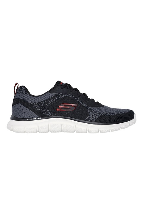 Skechers, Pantofi sport din plasa Track Glendor, Negru/Gri antracit