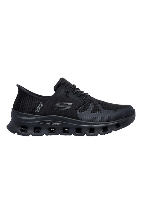 Skechers, Pantofi sport slip-ins din material textil cu garnituri dinn material sintetic Glide Step Pro, Negru