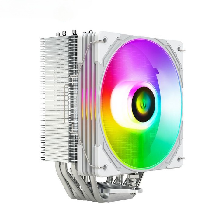 Racitor CPU, vant puternic, control inteligent al temperaturii, iluminare RGB, reducere a zgomotului si mut, 120x95x155mm, alb