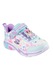 Skechers, Pantofi sport din material textil cu aspect stralucitor Snuggle Sneaks, Alb/Roz/Albastru deschis