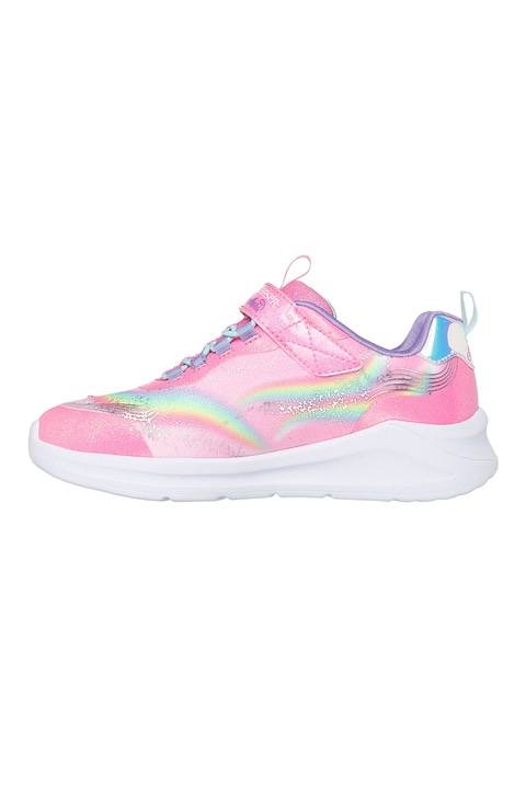 Skechers, S-Lights mintás sneaker világítós dizájnnal, Fehér/Rózsaszín