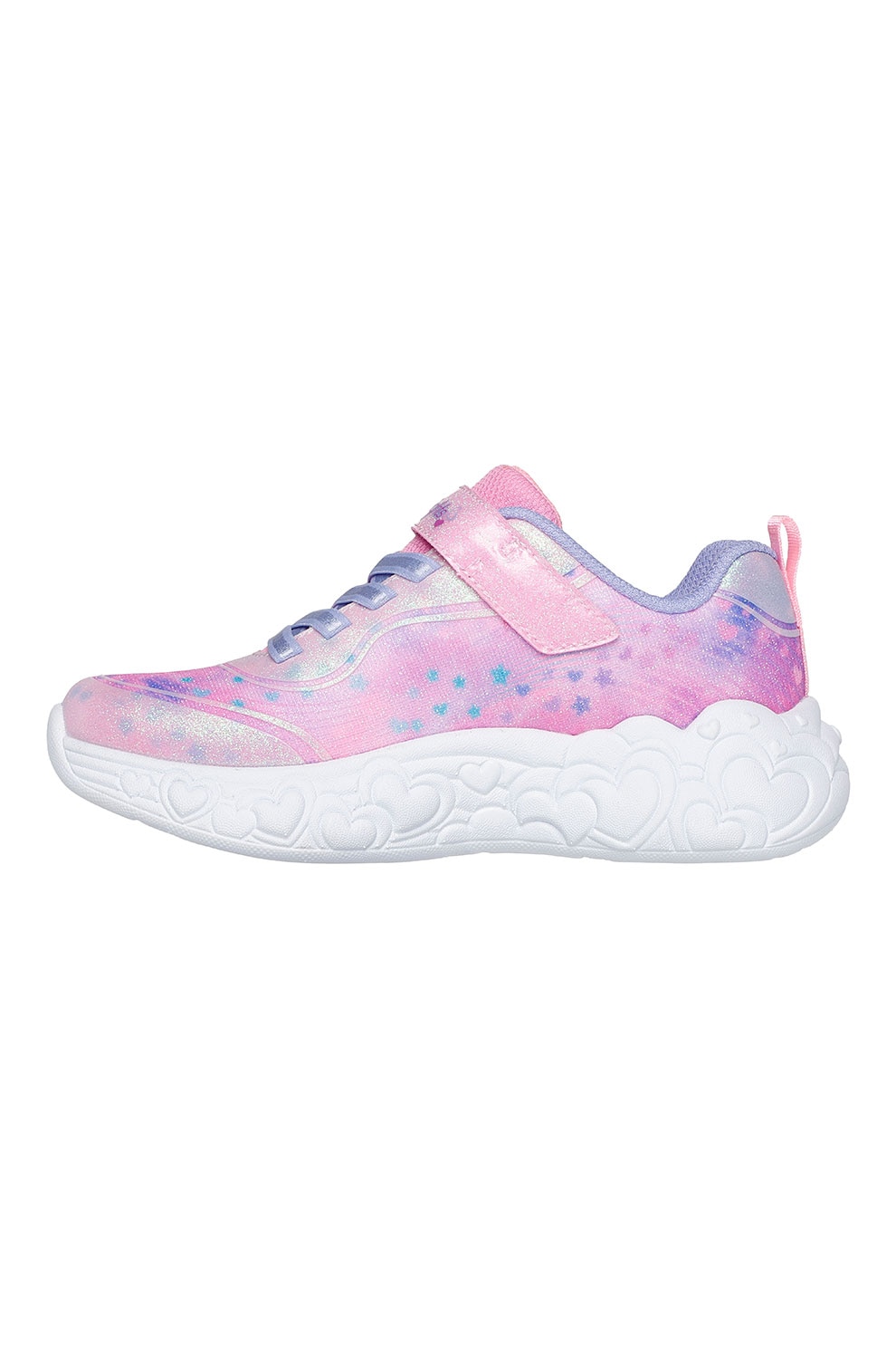Skechers, Pantofi sport cu buton oprire/pornire S-Lights, Albastru lavanda, Roz deschis, 30 EU