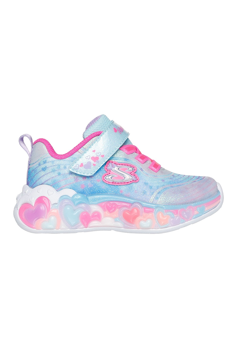 Skechers, Pantofi sport cu model si aspect stralucitor, Roz pastel