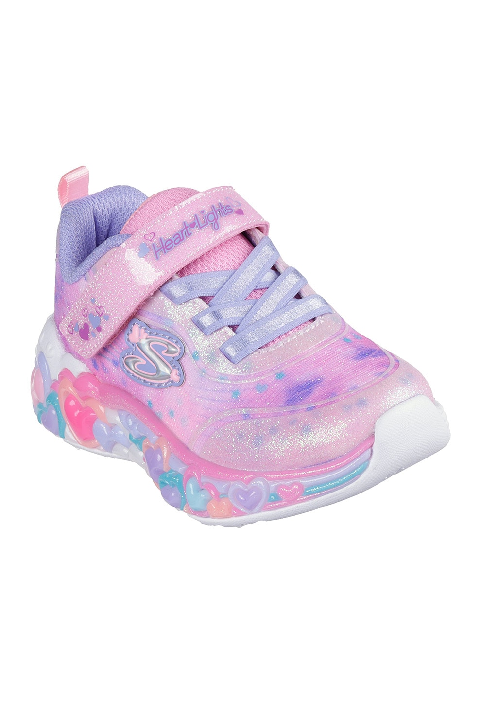 Skechers, Pantofi sport cu model si aspect stralucitor, Roz
