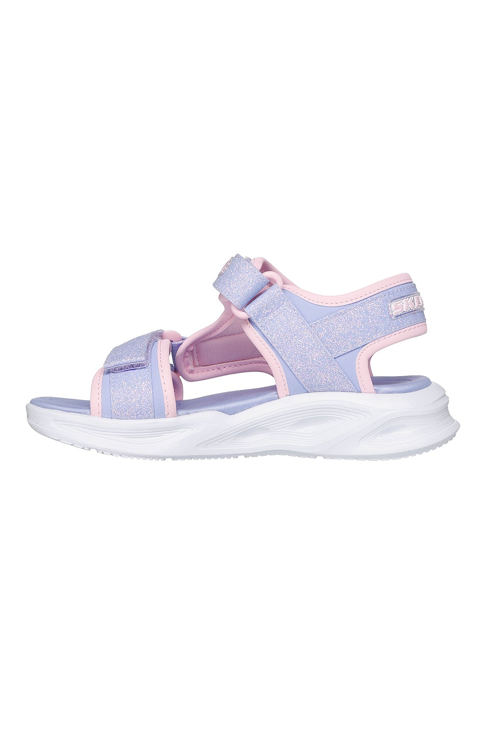 Skechers, Sandale cu inchidere velcro si LED-uri, Albastru lavanda, 29 EU