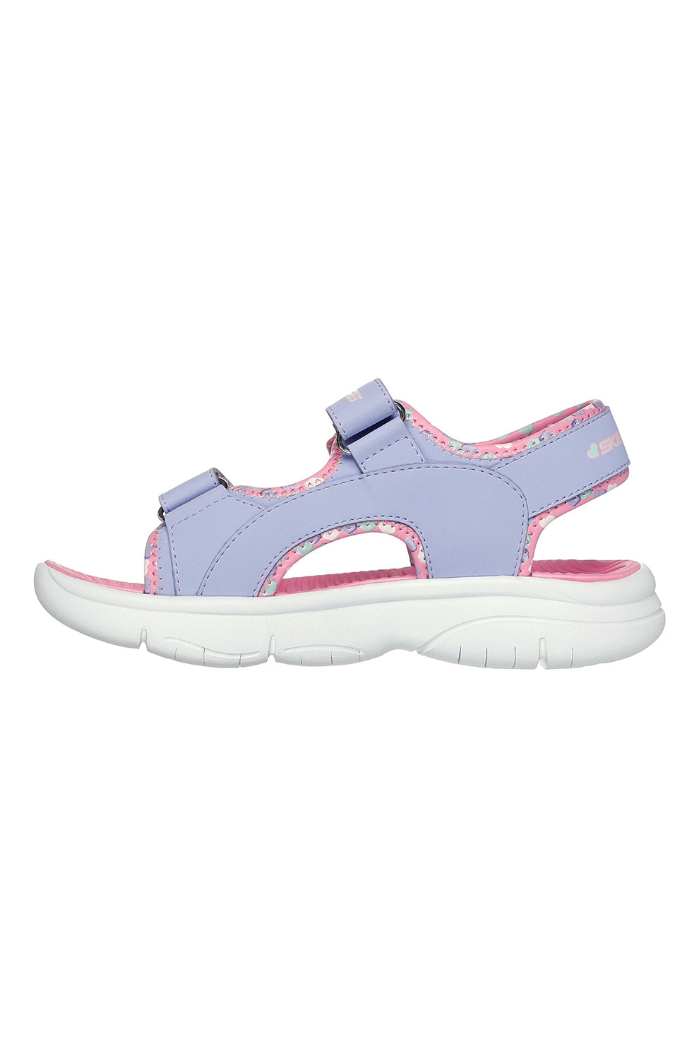 Skechers, Sandale din material textil cu velcro, Albastru lavanda, 34 EU