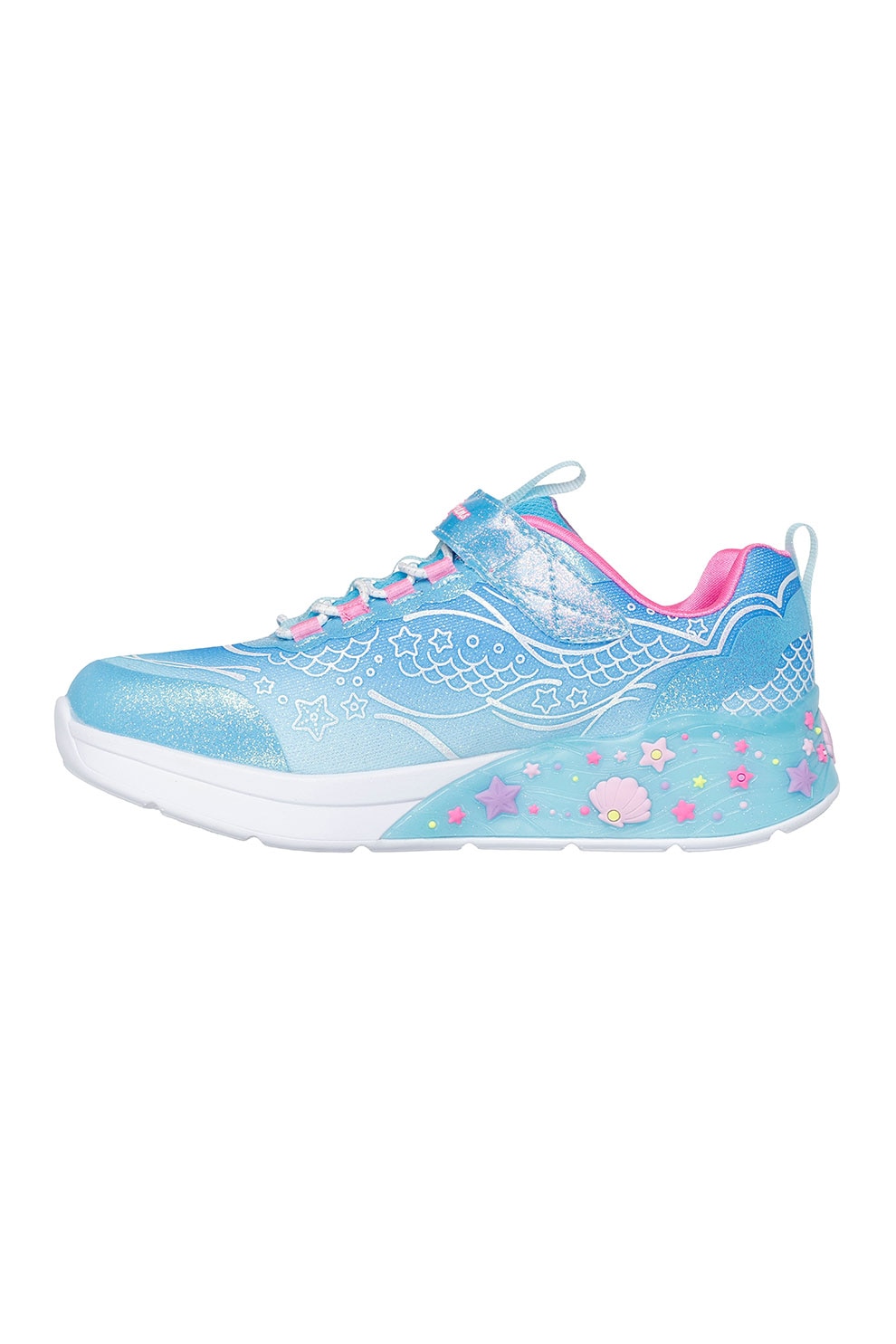 Skechers, Pantofi sport vu buton orpire/pornire Mermaid Dreams S-Lights, Albastru, 32 EU