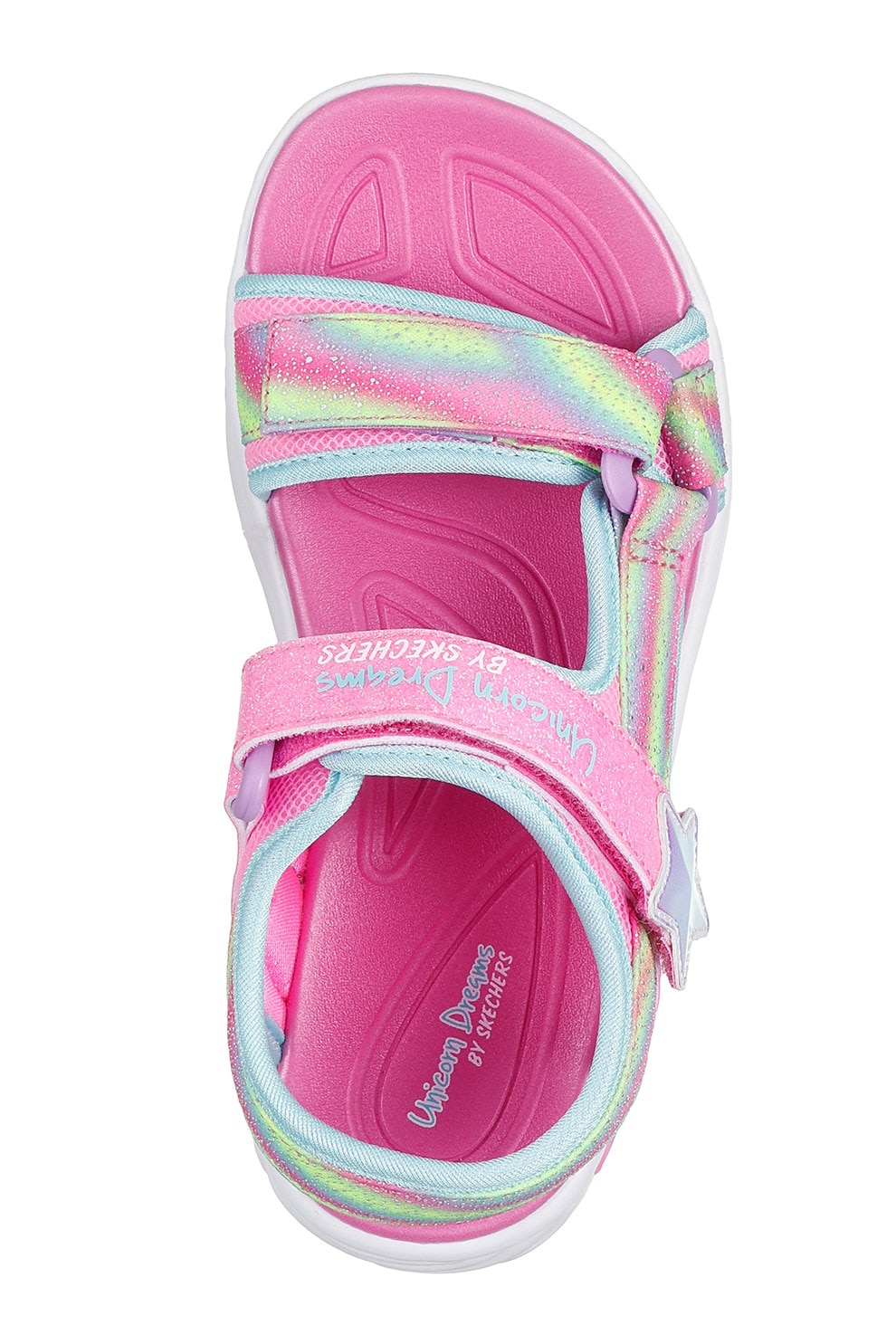 Skechers, Sandale cu velcro Unicorn Dreams, Alb, Roz, 33 EU - eMAG.ro