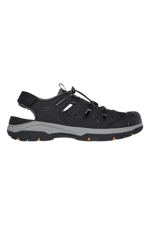 Skechers, Sandale de piele ecologica si material textil Tresmen Menard, Negru