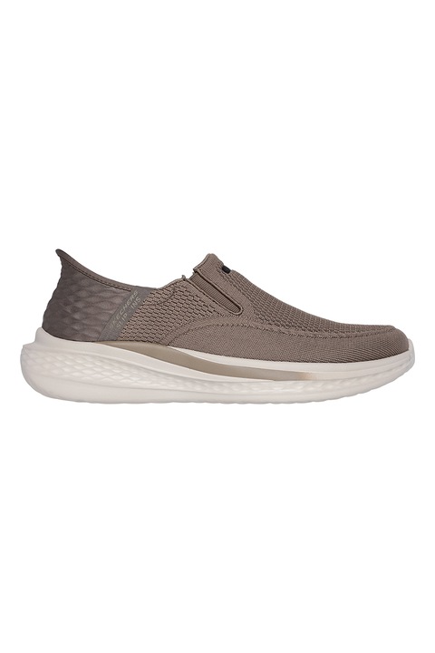 Skechers, Pantofi din plasa Slade - Deacon Slip-Ins, Maro taupe