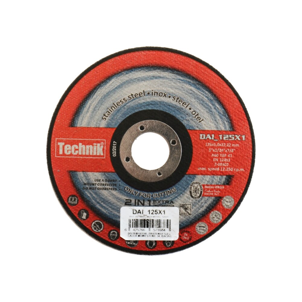 Disc abraziv pentru taiere inox Technik, DAI_125X1