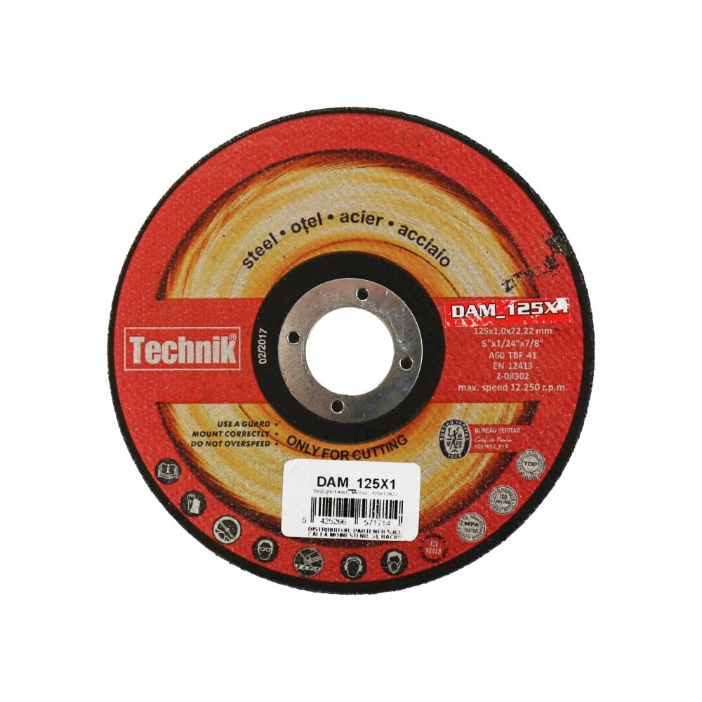Disc abraziv pentru taiere inox Technik, DAM_125X1