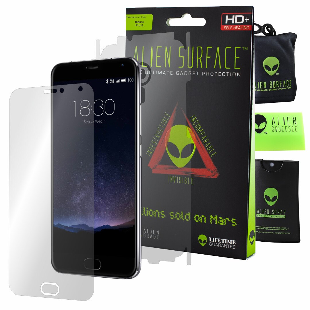 Folie Alien Surface HD, Meizu Pro 5, protectie ecran, spate, laterale + Alien Fiber Cadou