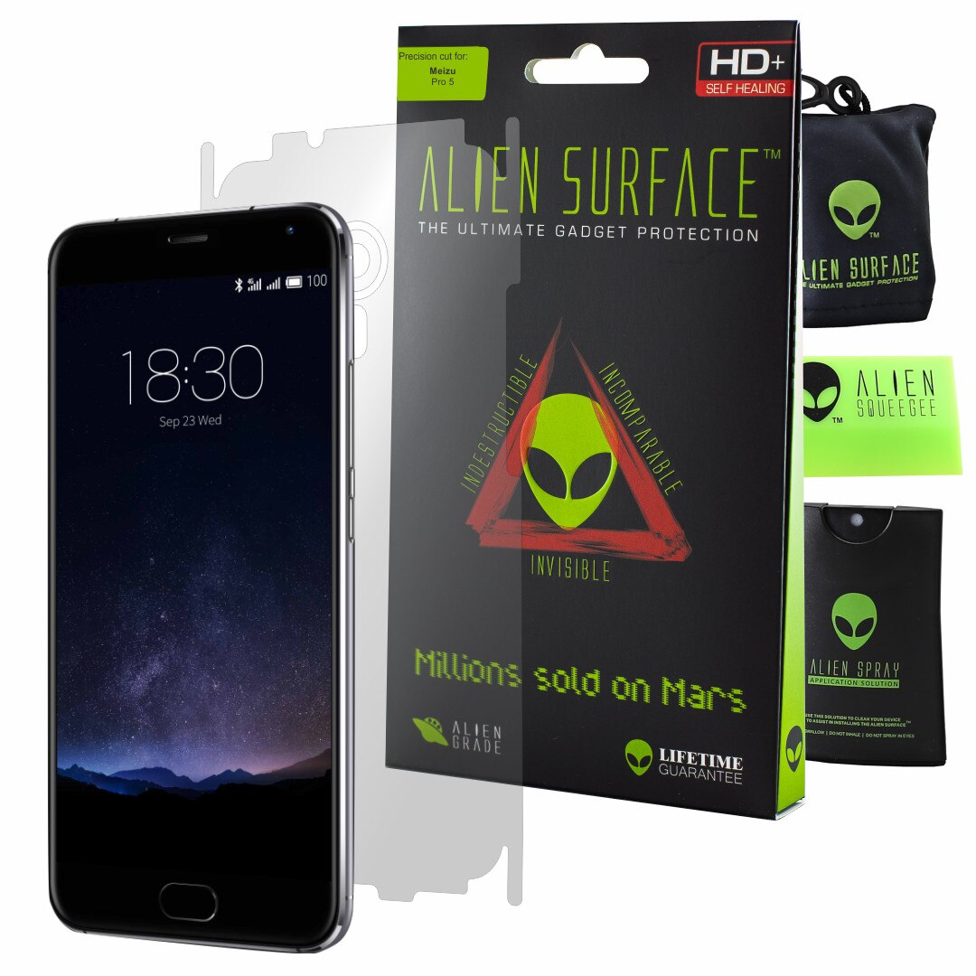 Folie Alien Surface HD, Meizu Pro 5, protectie spate, laterale + Alien Fiber cadou