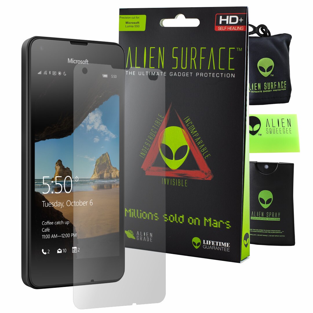 Folie Alien Surface HD, Microsoft Lumia 550, protectie ecran + Alien Fiber cadou