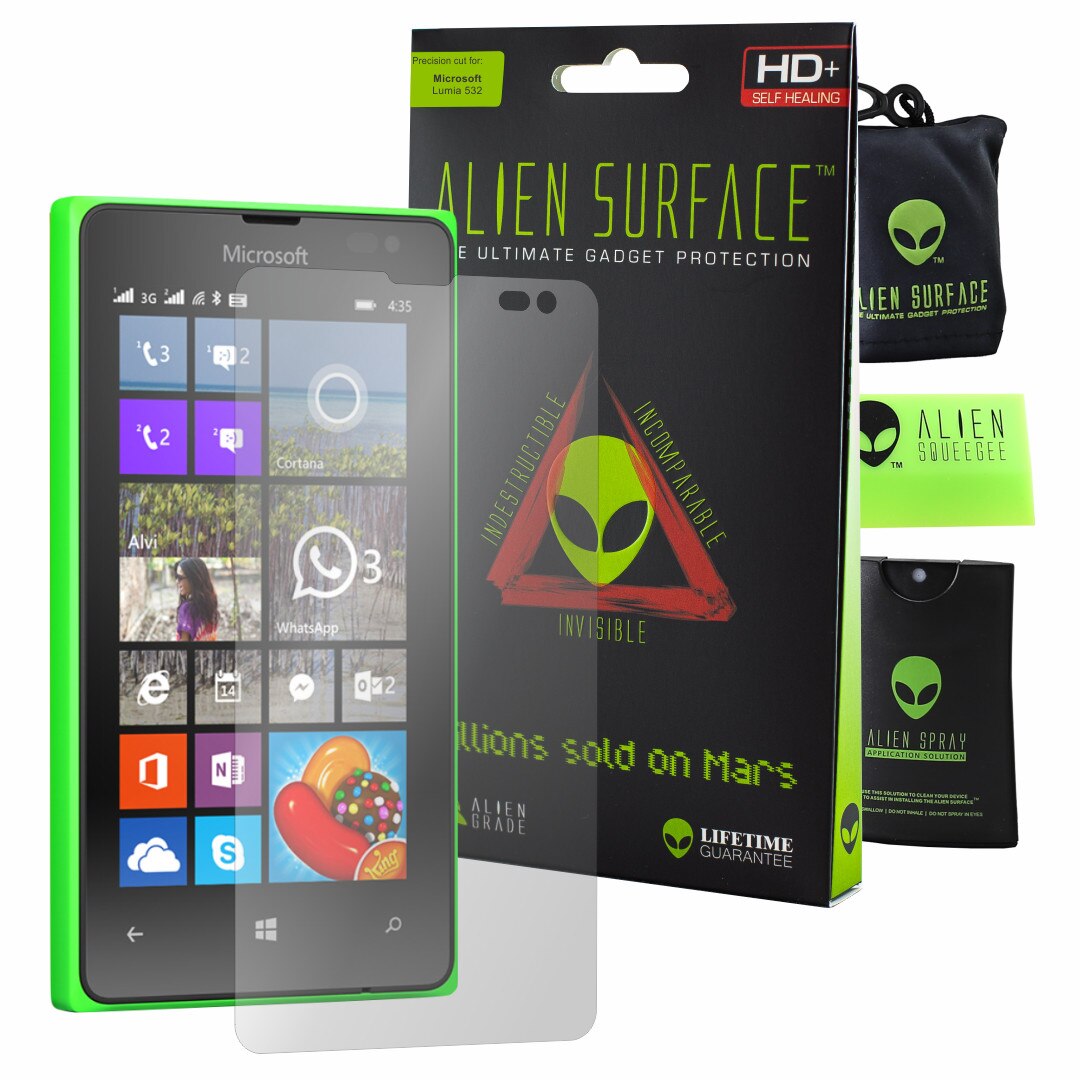 Folie Alien Surface HD, Microsoft Lumia 532, protectie ecran + Alien Fiber cadou