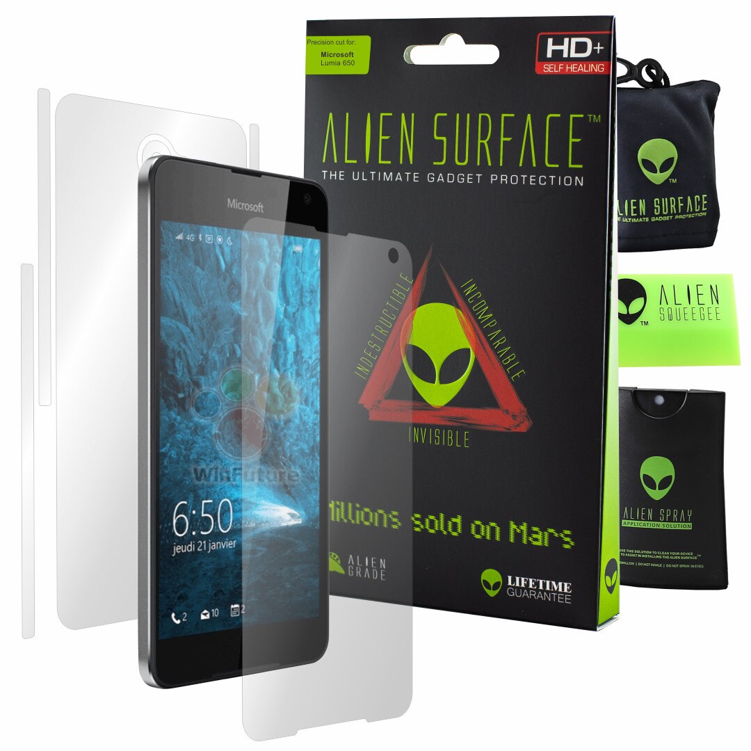 Folie Alien Surface HD, Microsoft Lumia 650, protectie ecran, spate, laterale + Alien Fiber Cadou