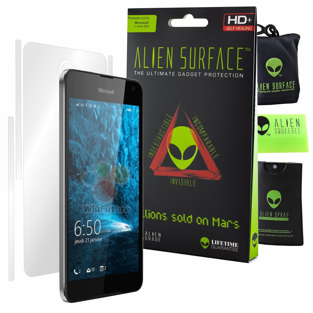 Folie Alien Surface HD, Microsoft Lumia 650, protectie spate, laterale + Alien Fiber cadou