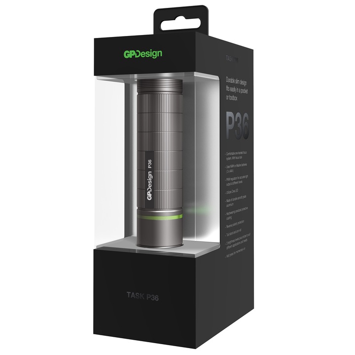 Lanterna LED semi-profesionala GP Task P36, 300 lm, 3xAAA, IPX4