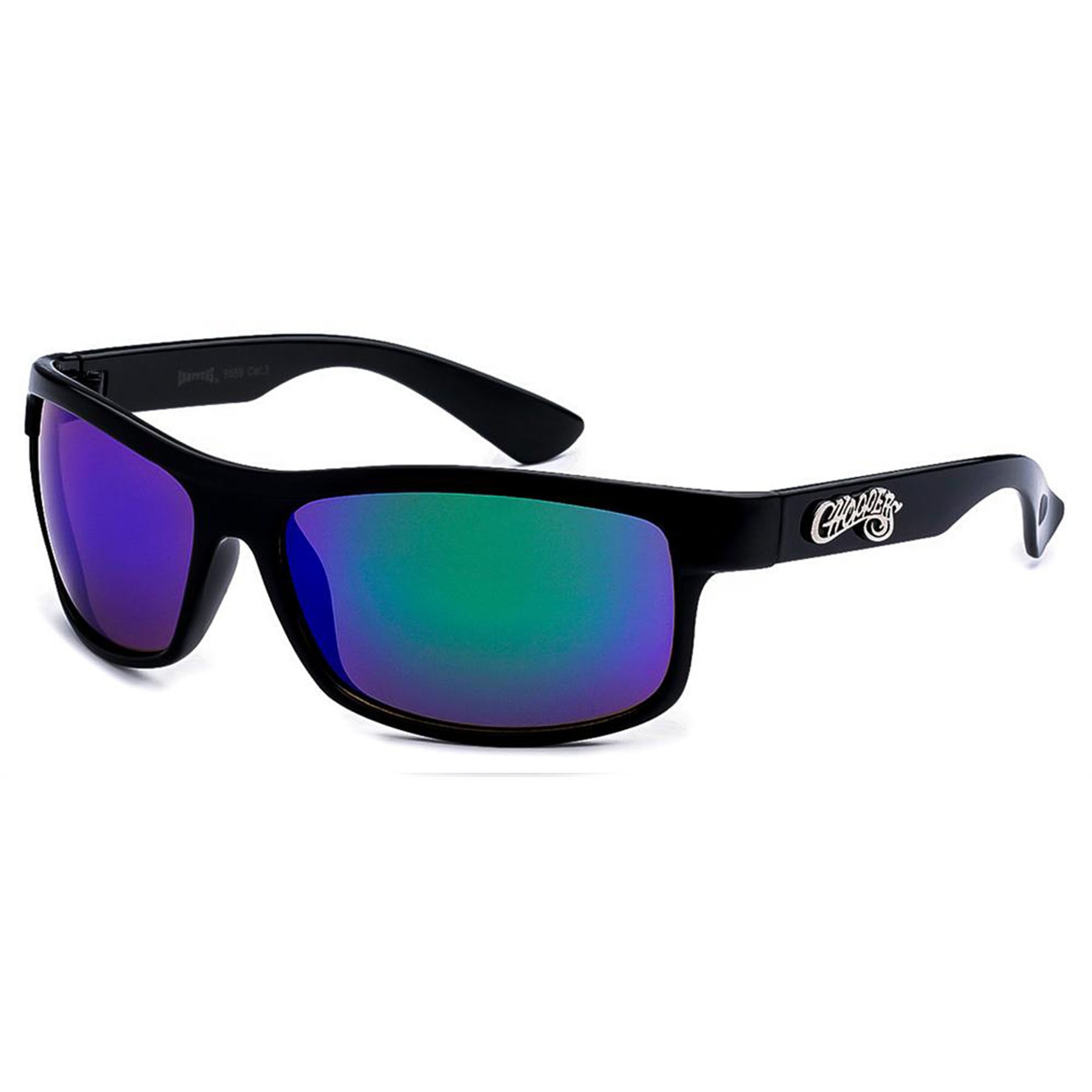 Ochelari de soare Negru pentru barbati,Lentila Oglinda Verde/Albastru,Choppers