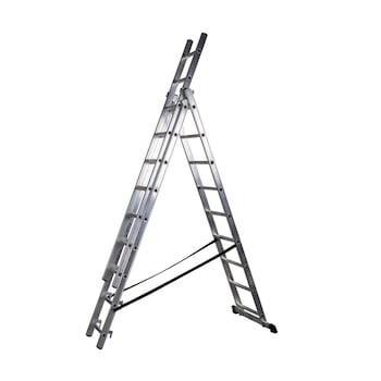 Scara profesionala din aluminiu, 3 tronsoane, 3x11 trepte, lung 6.36 m Scara profesionala din aluminiu, 3 tronsoane, 3x11 trepte, lung 6.36 m