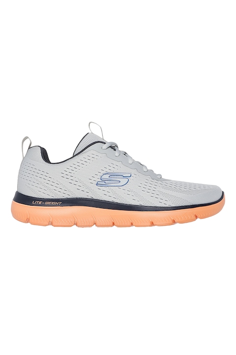 Skechers, Pantofi sport low-cut din plasa Summit-Torre, Gri cenusiu