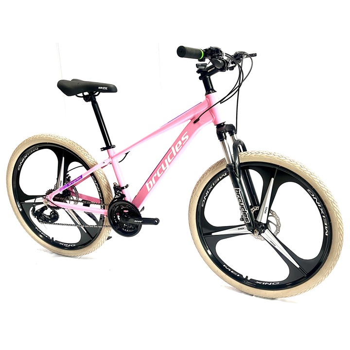 Велосипед 24″ BR Tornado, Алуминиева рамка, 21 скорости, Магнезиеви колела с Shimano, Розов