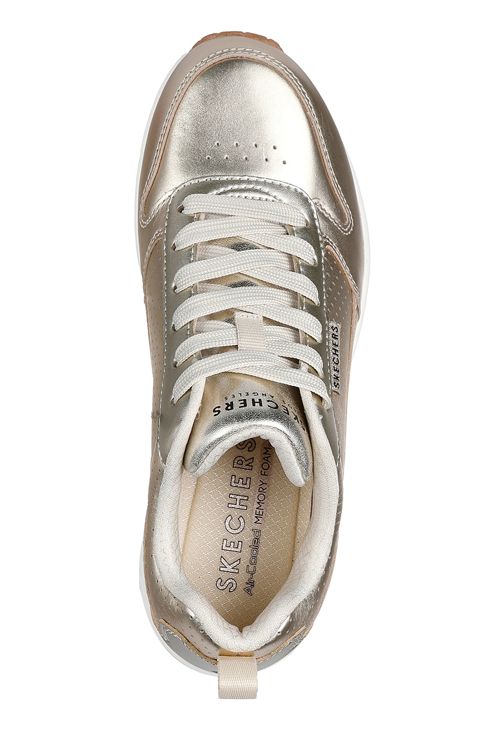 Skechers, Uno logós bőrsneaker, Aranyszín, 35