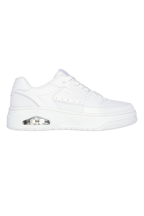 Skechers, Pantofi sport din piele ecologica si piele Uno Court, Alb/Lila