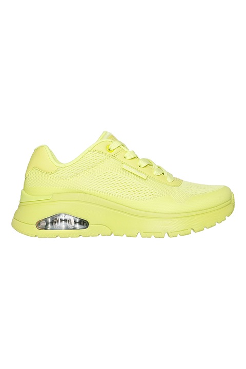 Skechers, Pantofi sport din material textil cu talpa wedge si insertii din piele ecologica Uno Flex, Verde lime, 36