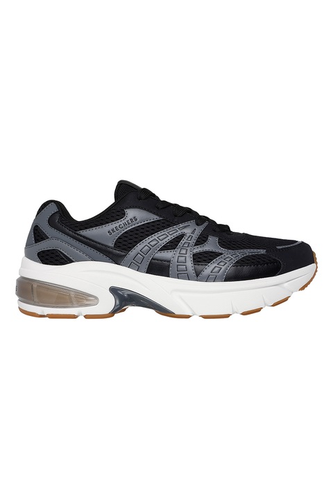 Skechers, Pantofi sport din plasa cu garnituri din piele ecologica Shadow Stel, Negru/Gri